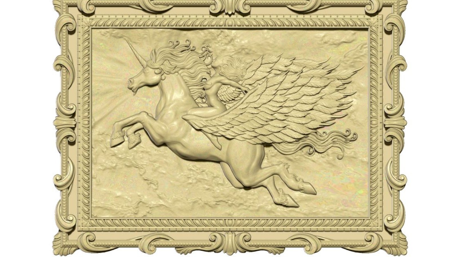 Art Angel Flying Horse Painting For Wood Carving Stl File Free Download A000291