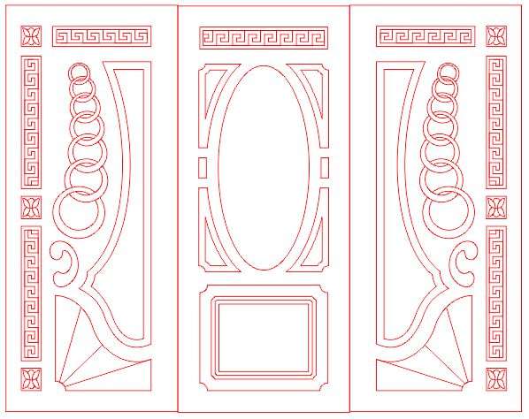 2D Door 6 sliding wheel Designs | V-carving Door Design ready eps File for CNC Router