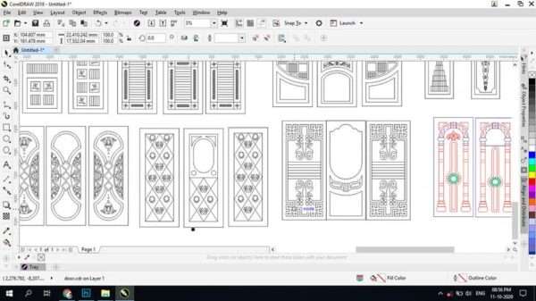 2D Door Designs | V-carving Door Design ready eps File for CNC Router