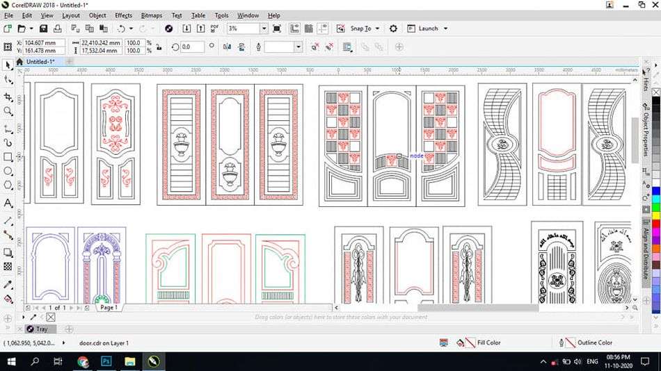 2D Door Designs | V-carving Door Design ready eps File for CNC Router