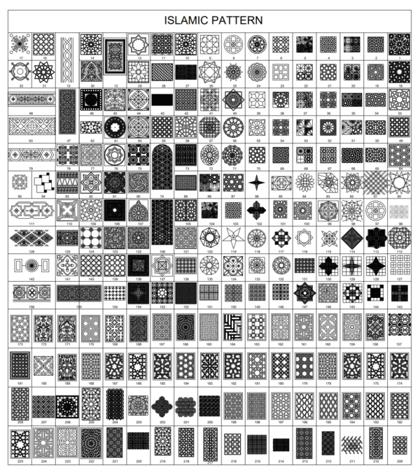 225 Premium Islamic Geometric Patterns DWG Files for CNC & Laser Cutting