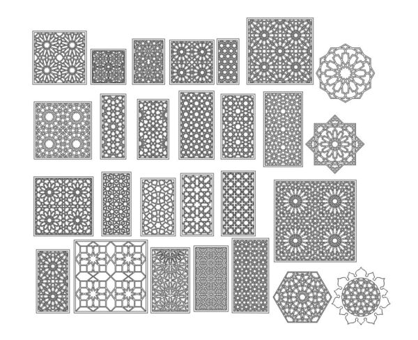 Vector dxf dwg file of Islamic geometric patterns Deigns Ready to for CNC