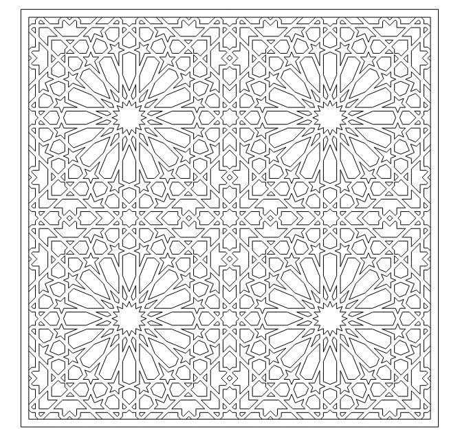 2d Islamic Geometric Pattern Dxf File For Cnc Router Cutting A000086