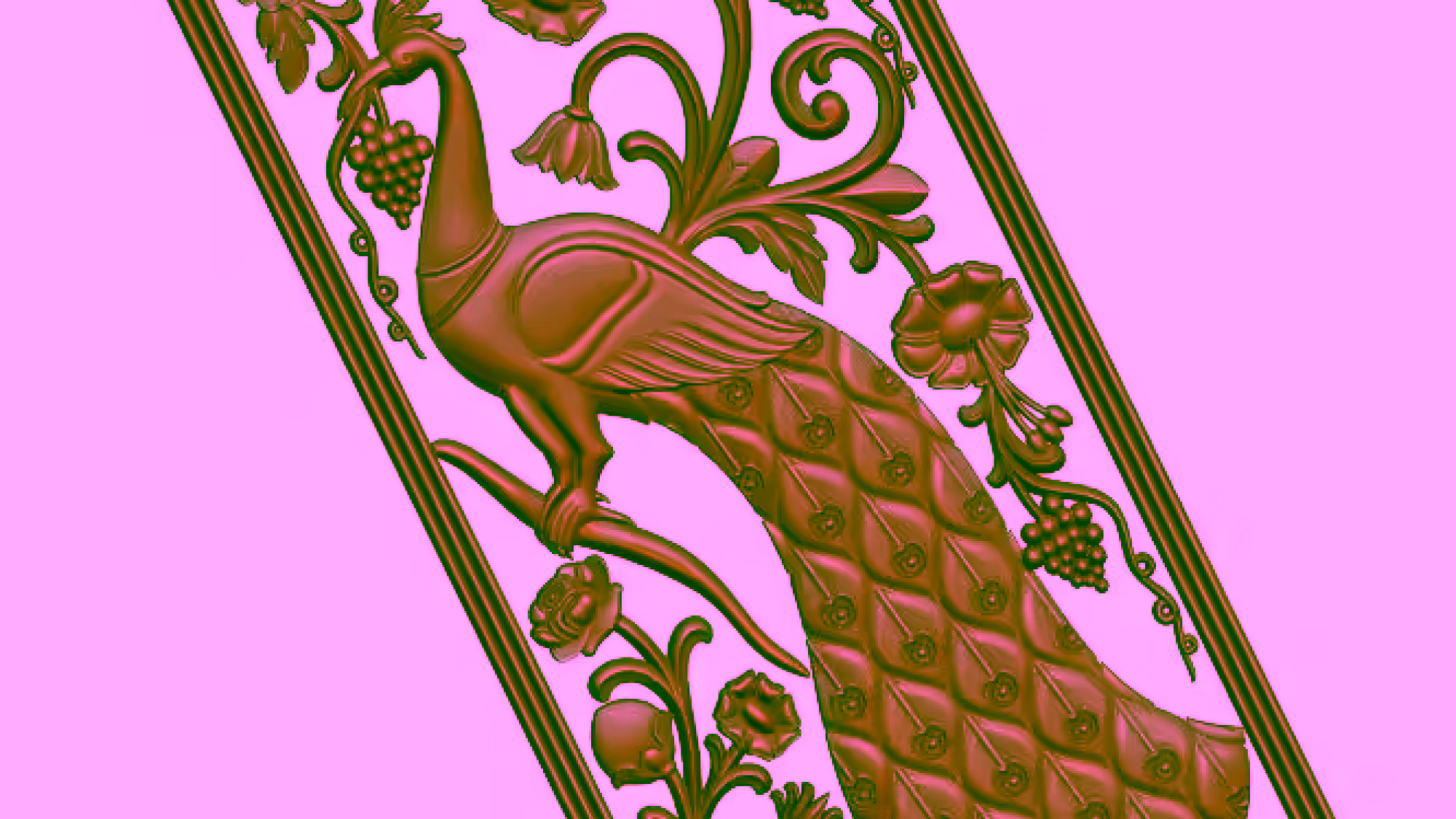 Peacock Om Door Design For Cnc Wood Carving Stl File Free Download – A000136