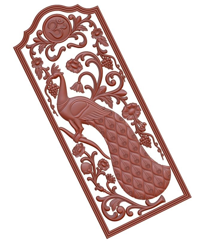 Peacock Om Door Design For Cnc Wood Carving Stl File Free Download – A000136