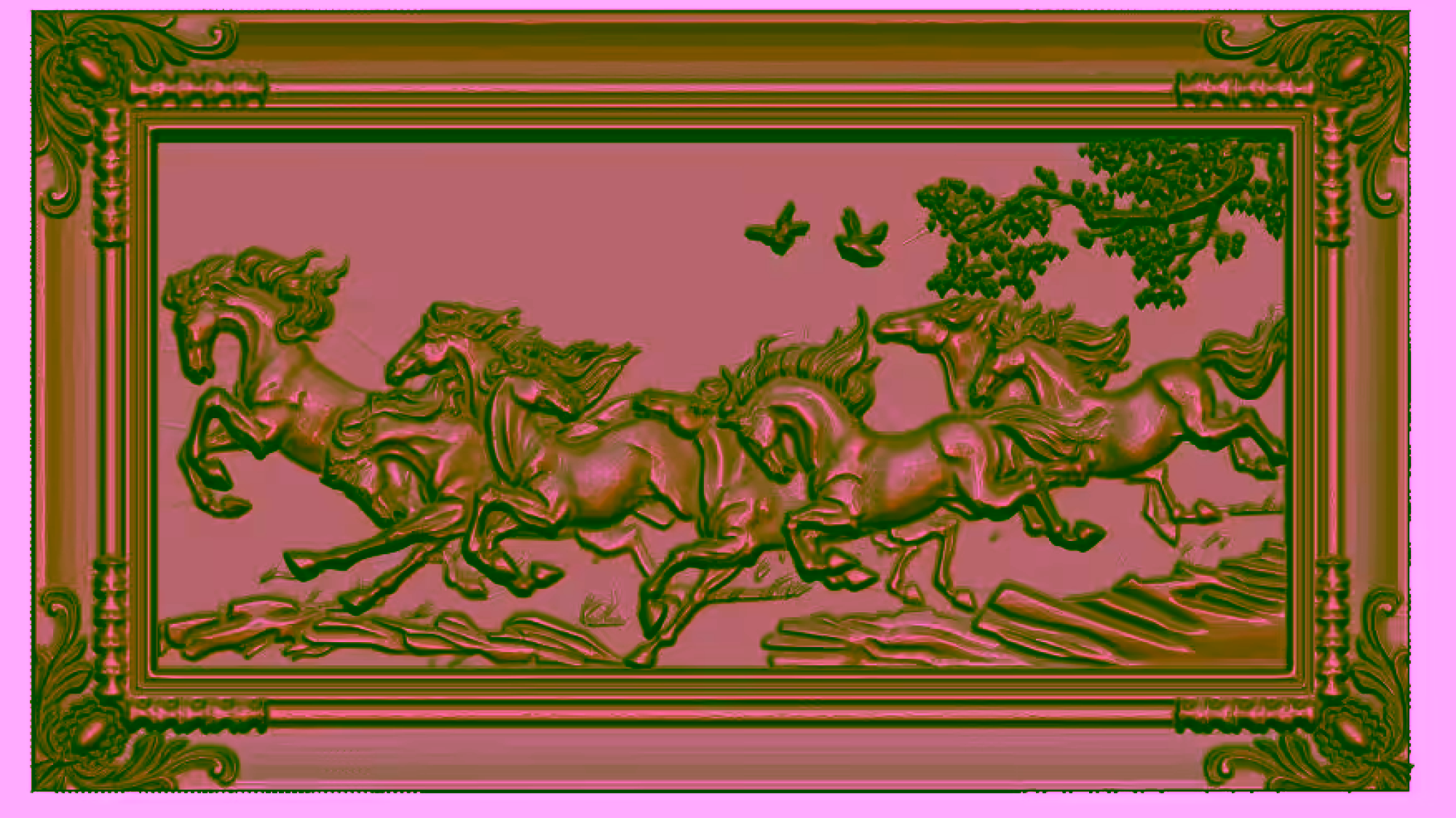 8 Horses Running 3d Painting Stl File Free Download A000171