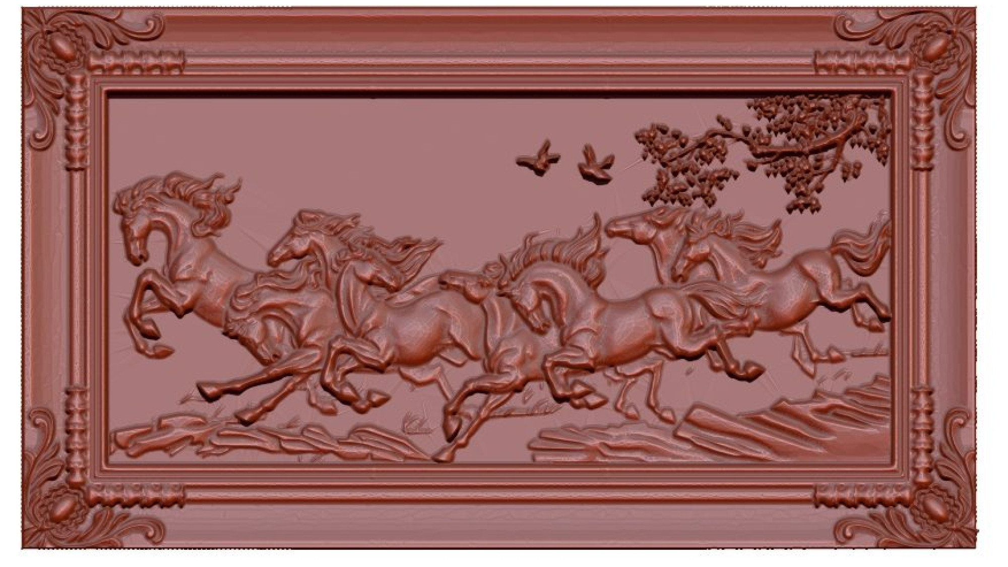 8 Horses Running 3d Painting Stl File Free Download A000171
