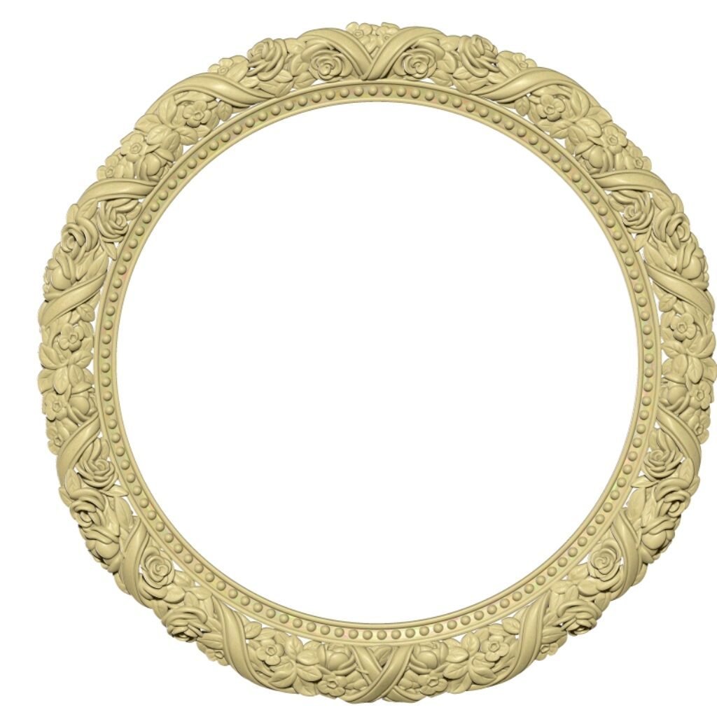 Circular Mirror Frame Design For Wood Carving Stl File Free Download A000237