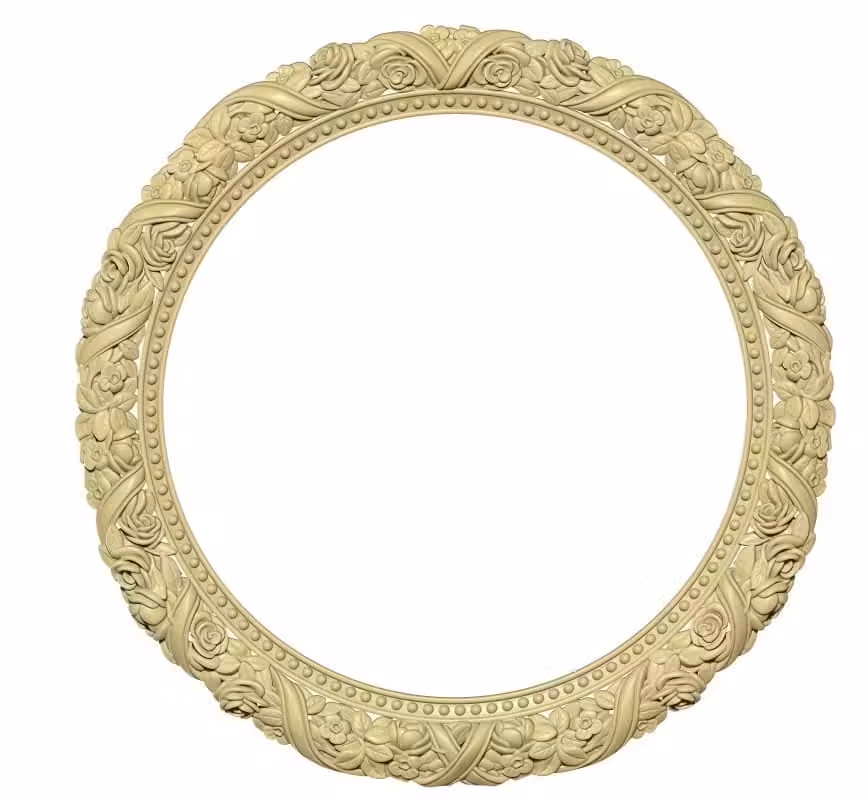 Circular Mirror Frame Design For Wood Carving Stl File Free Download A000237