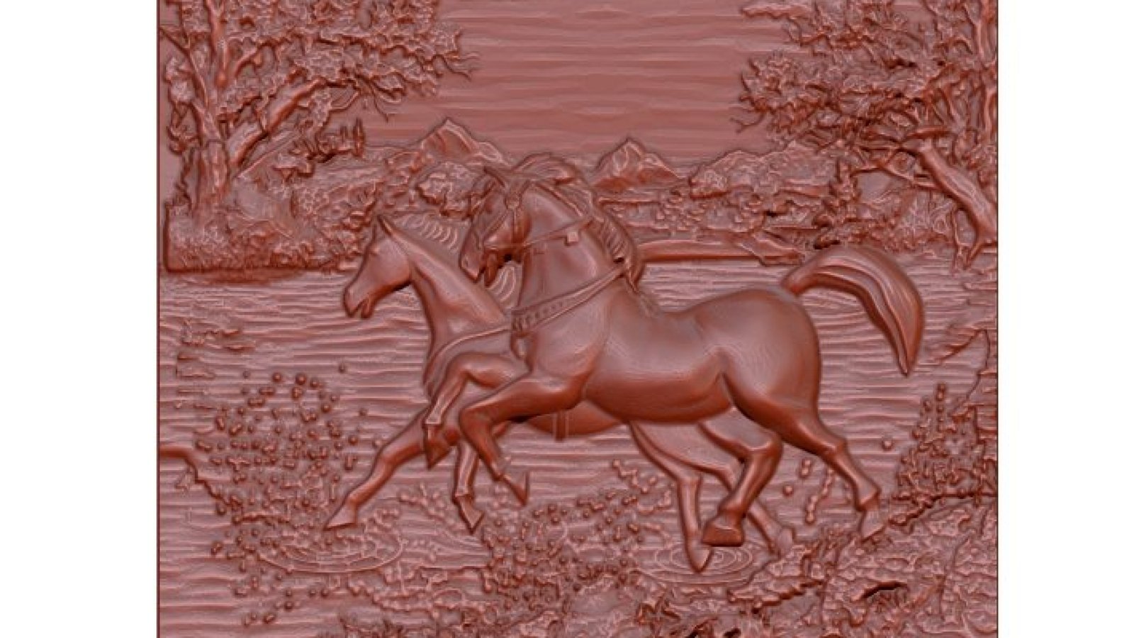 Two Horse Running 3d Stl File Free Download For Wood Carving A000169