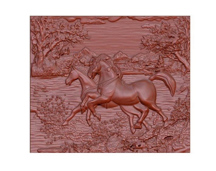 Two Horse Running 3d Stl File Free Download For Wood Carving A000169