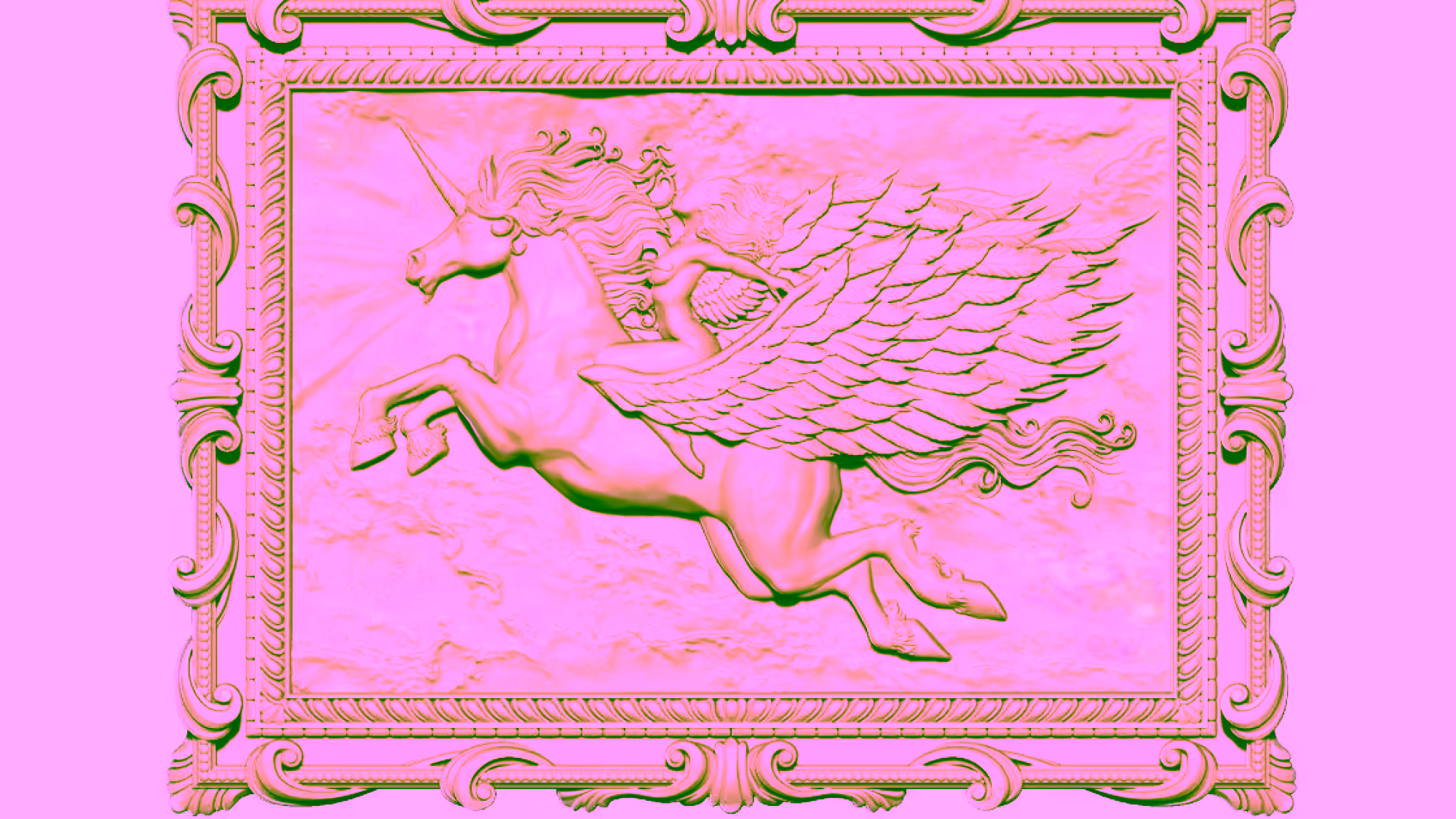 Art Angel Flying Horse Painting For Wood Carving Stl File Free Download A000291