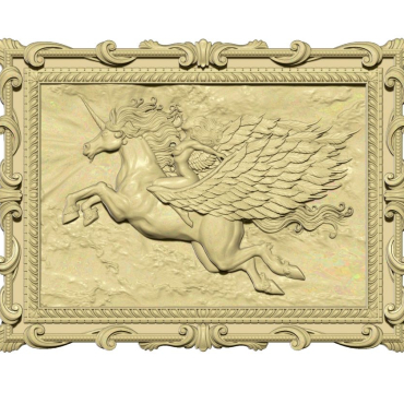 Art Angel Flying Horse Painting For Wood Carving Stl File Free Download A000291
