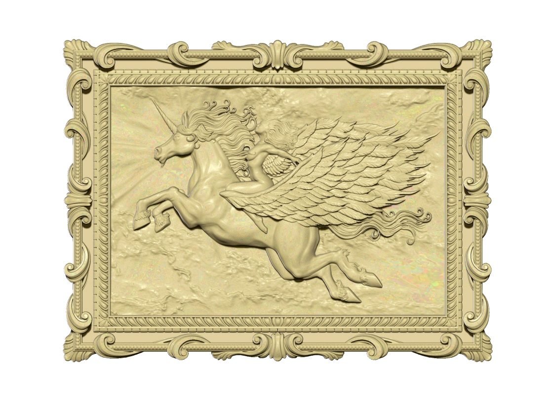 Art Angel Flying Horse Painting For Wood Carving Stl File Free Download A000291