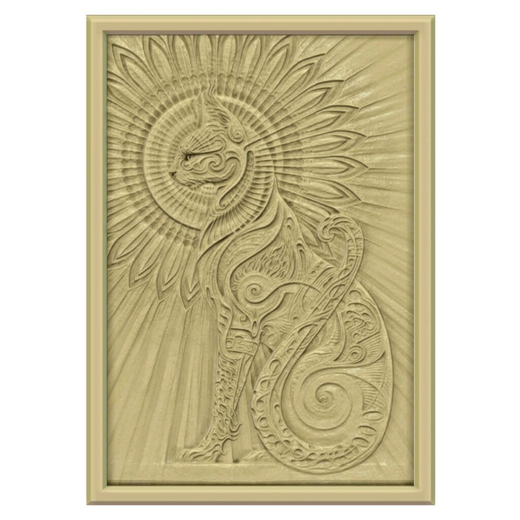 Cat Decorative Art Design For Wood Carving Stl File Free Download A000299