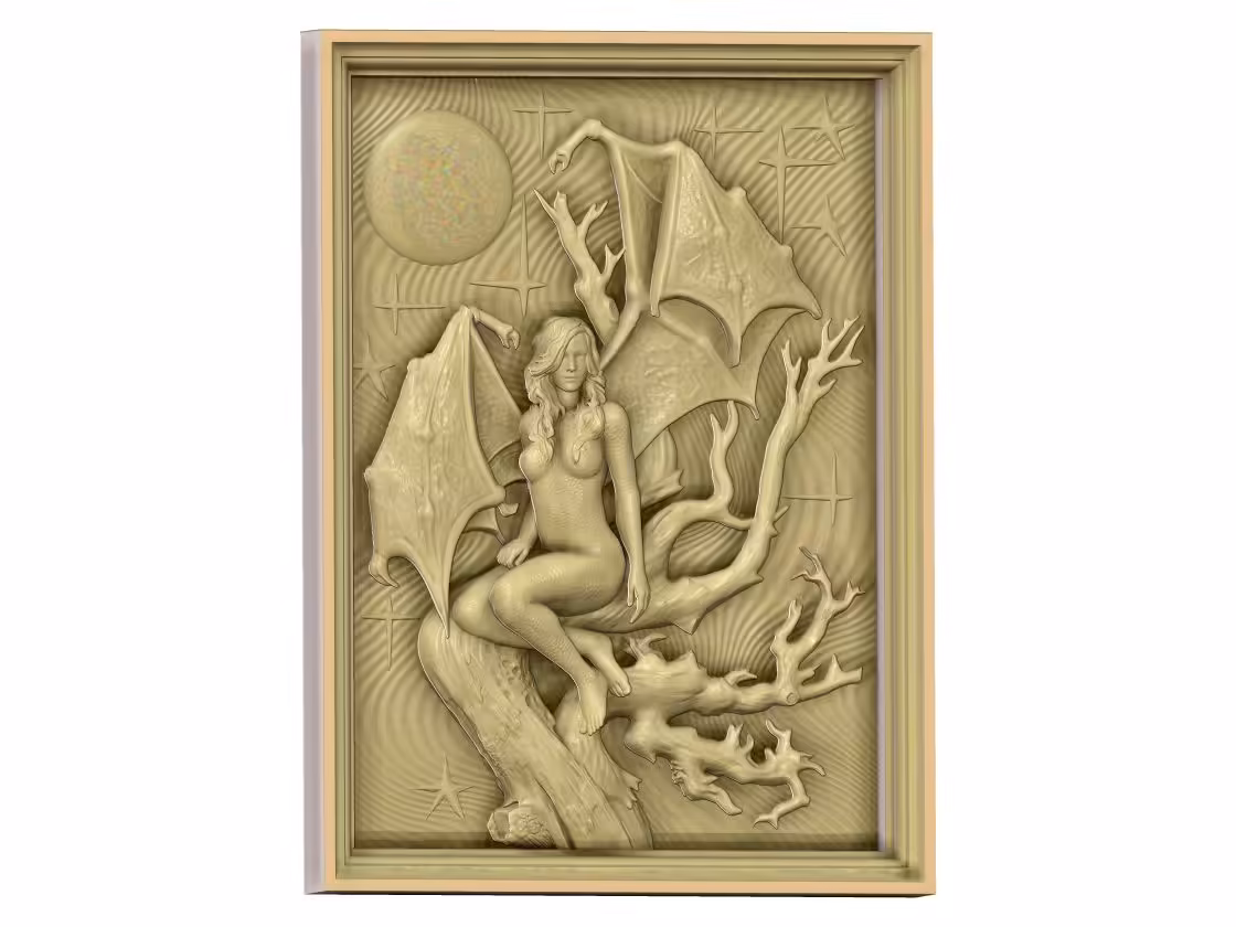 Girl 3d Art Painting Stl File For Wood Carving Free Download A000315