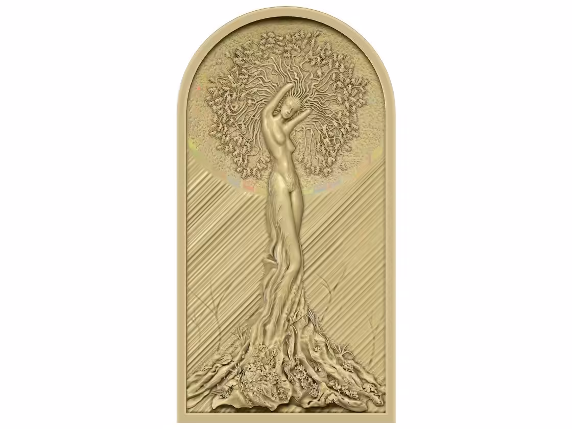 Girl Art Tree Design For Wood Cnc Carving Stl File Free Download A000306