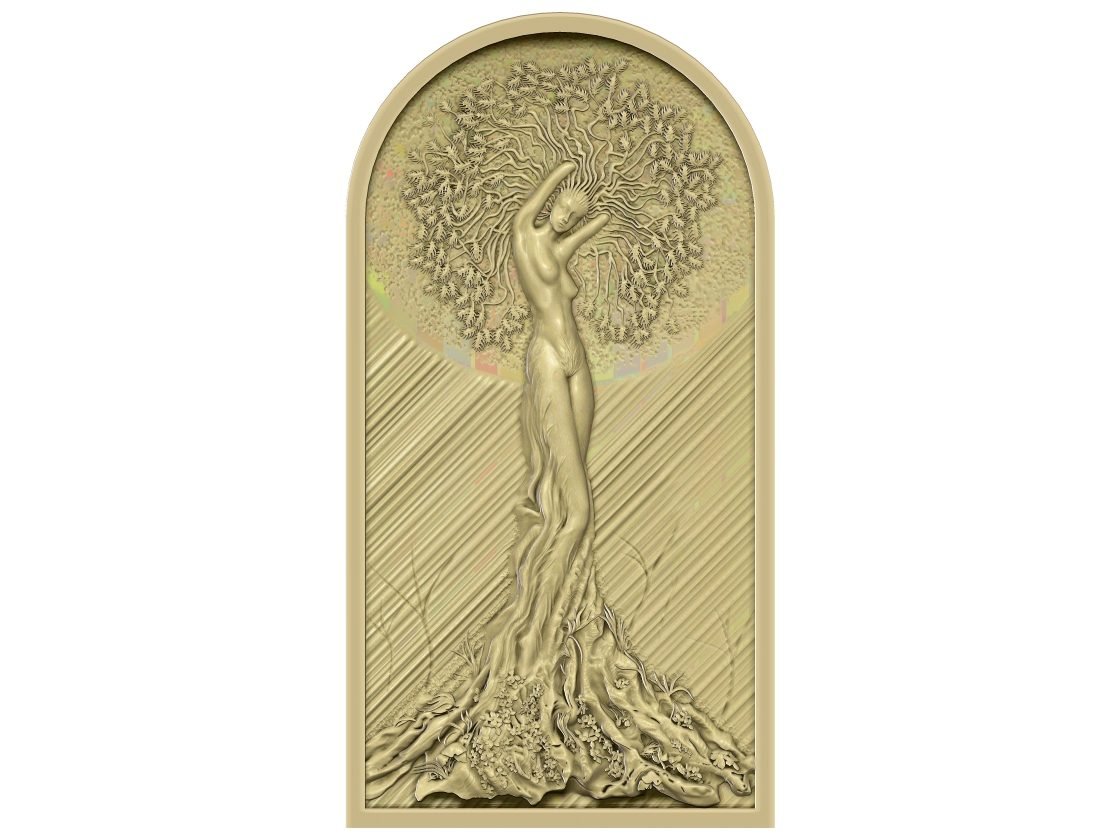 Girl Art Tree Design For Wood Cnc Carving Stl File Free Download A000306