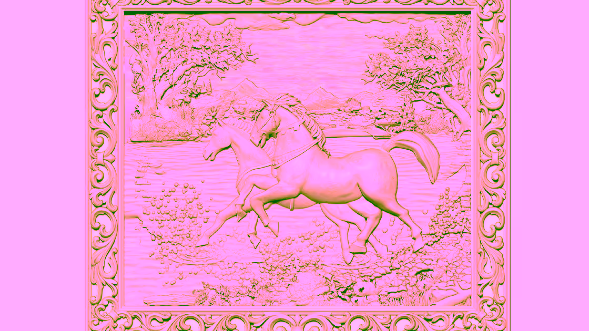 Two Horses Running 3d Art Painting Stl File Free Download A000292