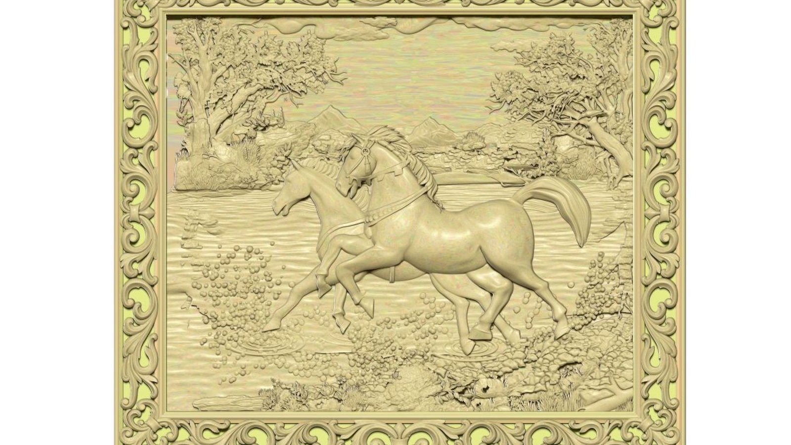 Two Horses Running 3d Art Painting Stl File Free Download A000292