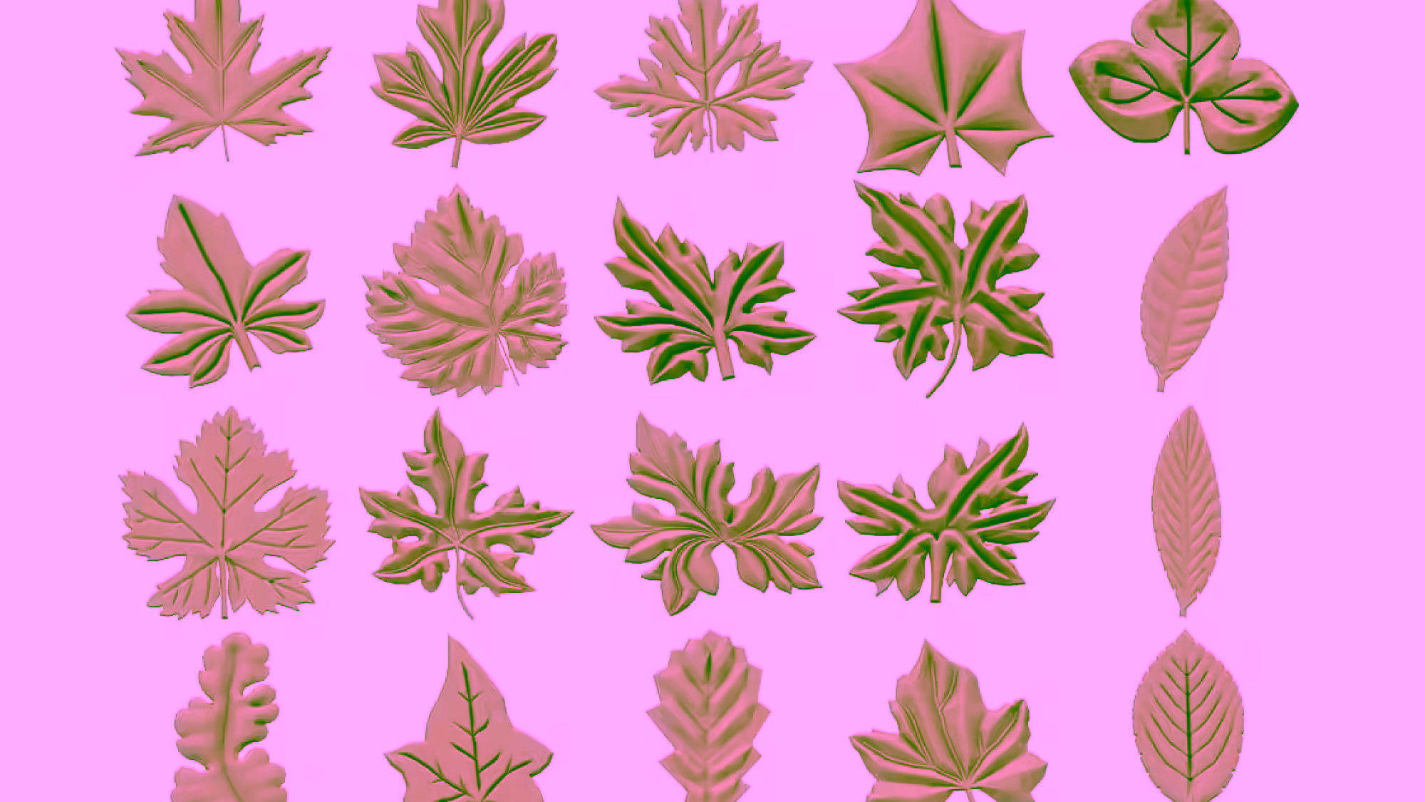 20 Leaf Design package 3D Model STL file Free Download A000504