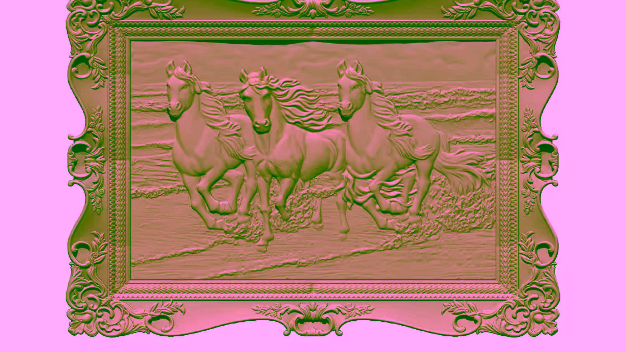 3 Horses 3d Model For Wood Carving Stl File Free Download A000450