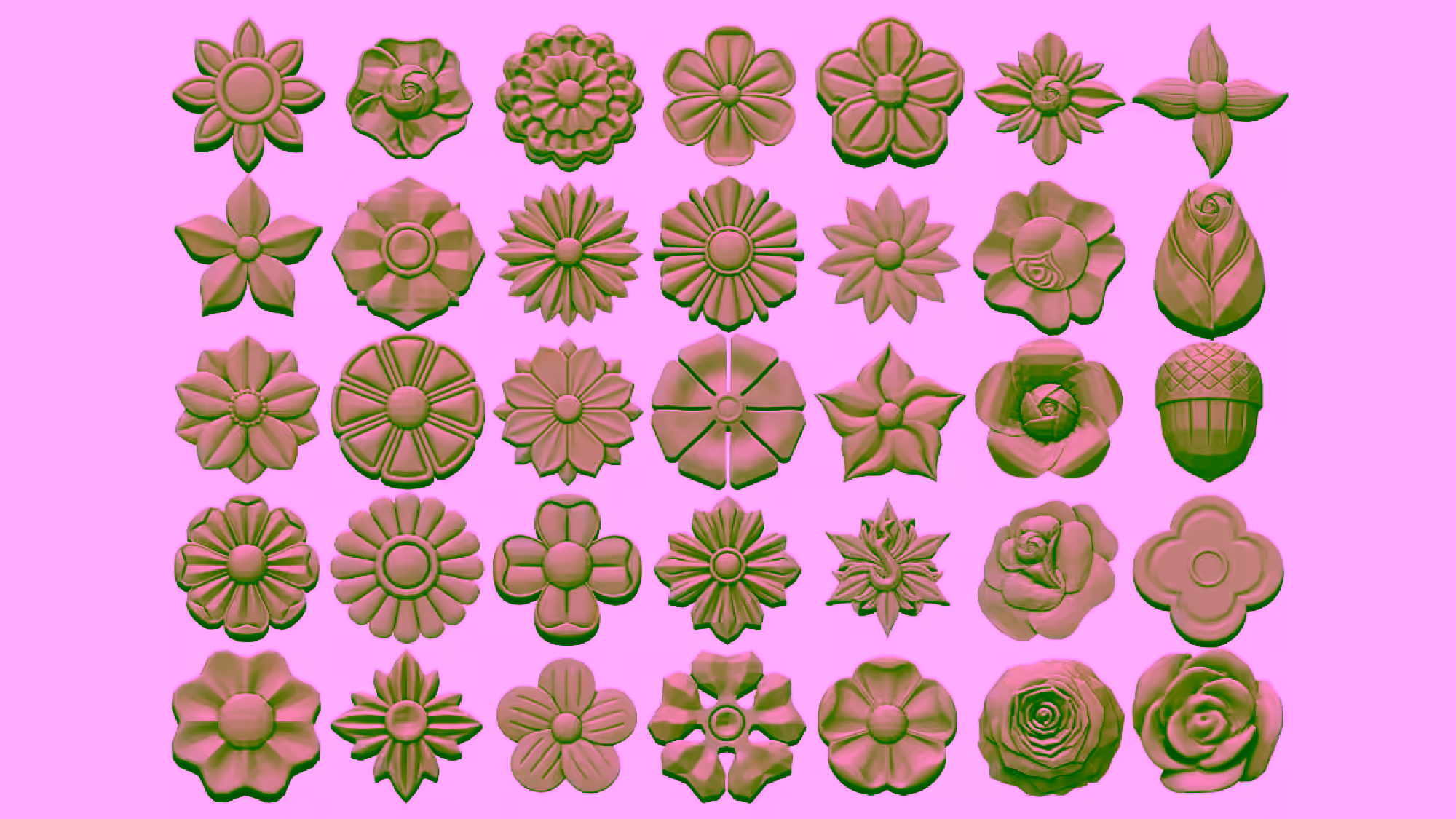 35 Flowers Pack 3d Model Stl File Free Download A000502