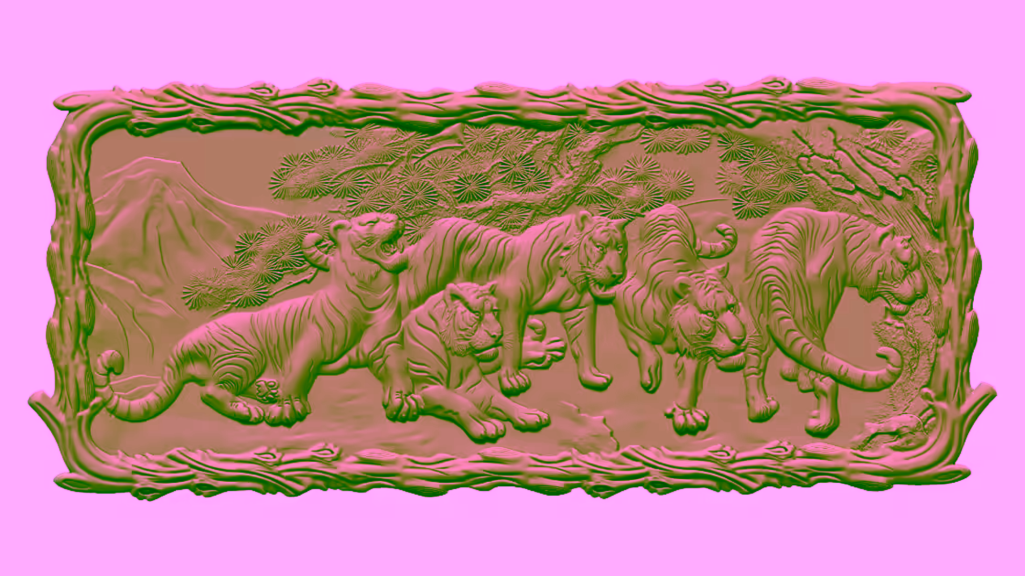  Tiger Group 3D art painting STL file Free Download A000634