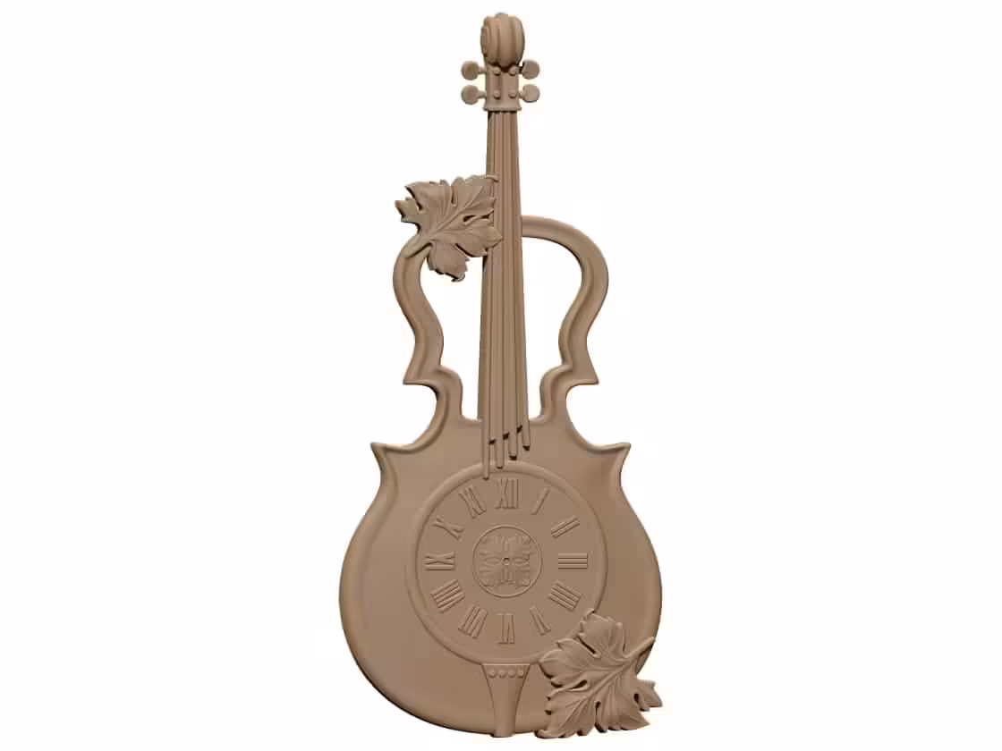 Violin Wall Clock 3D Model STL file Free Download A000640