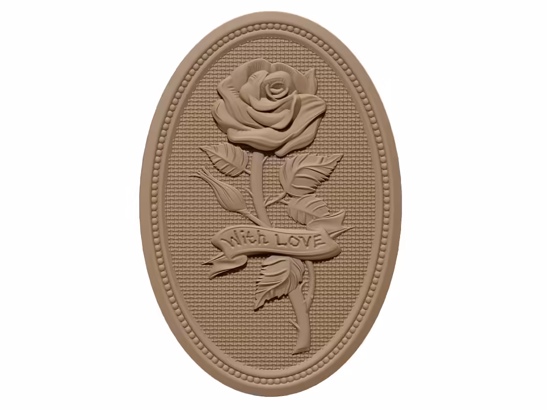3D Rose Badge Design obj file free download A000688