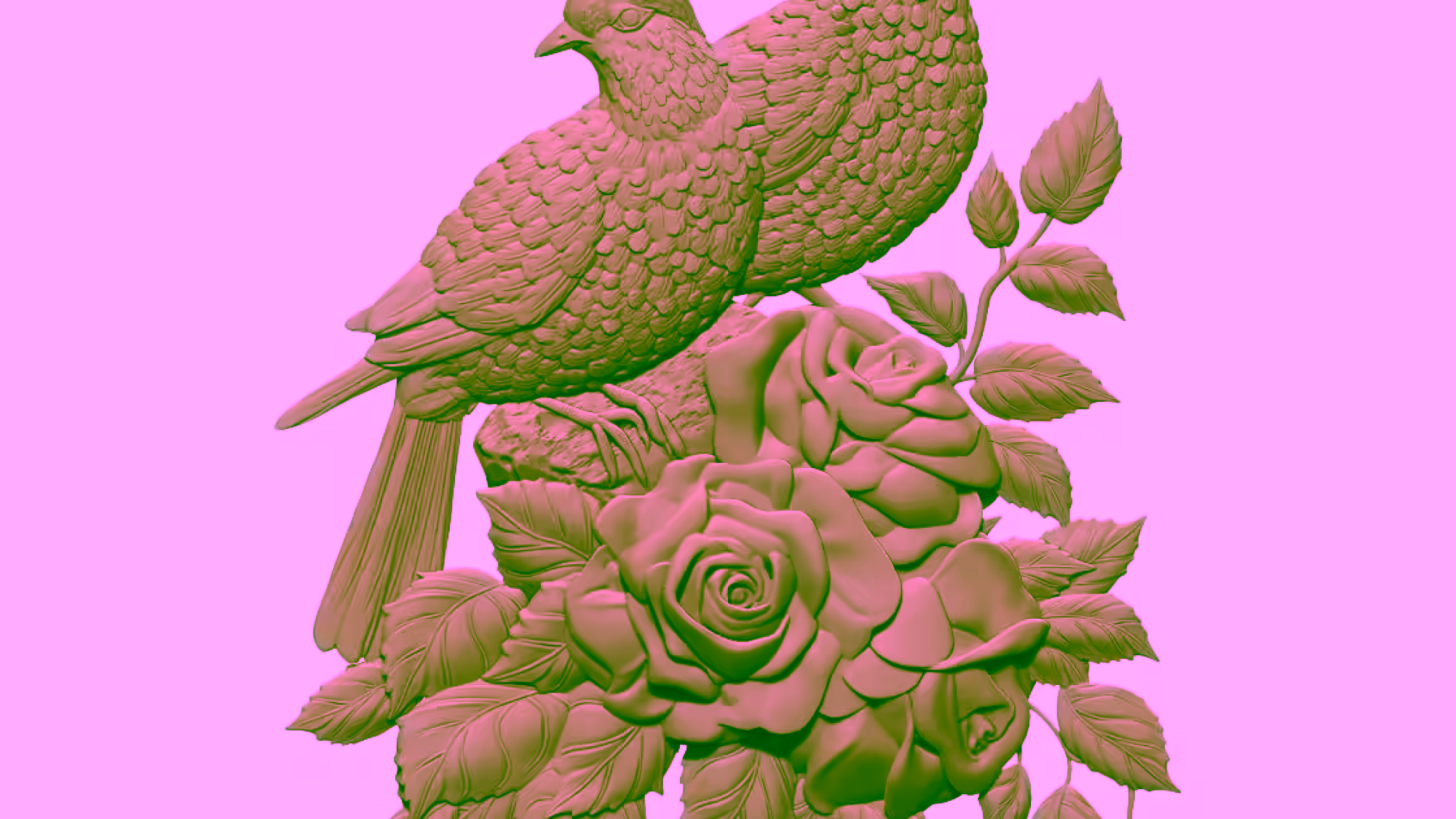 3D Bird and flower Design OBJ file free download A000759