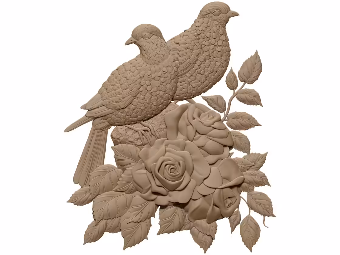 3D Bird and flower Design OBJ file free download A000759