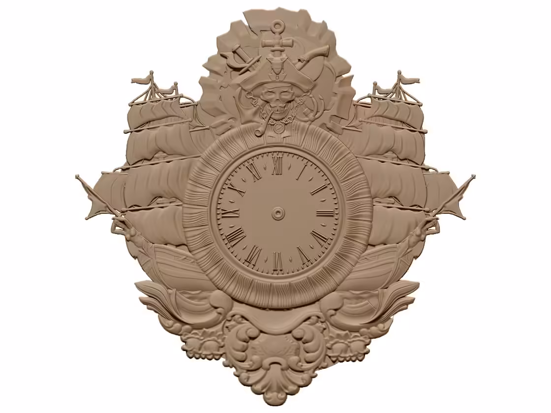 3D Wall Clock Design OBJ file free download A000806