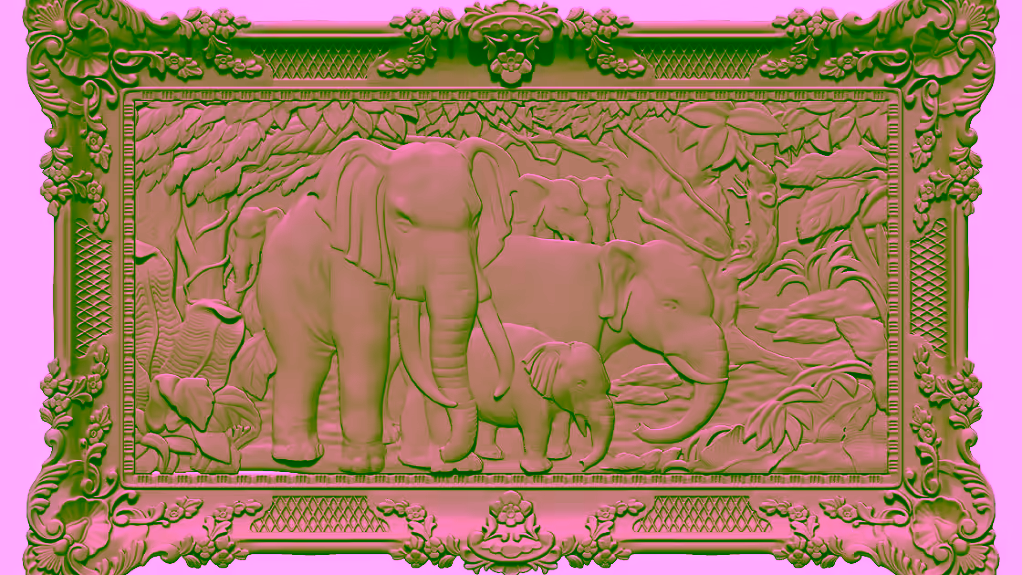 Elephant family art OBJ file free download A000909