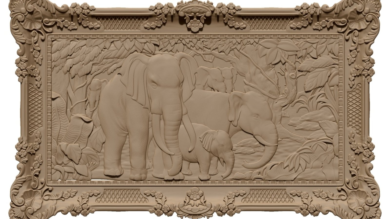 Elephant family art OBJ file free download A000909