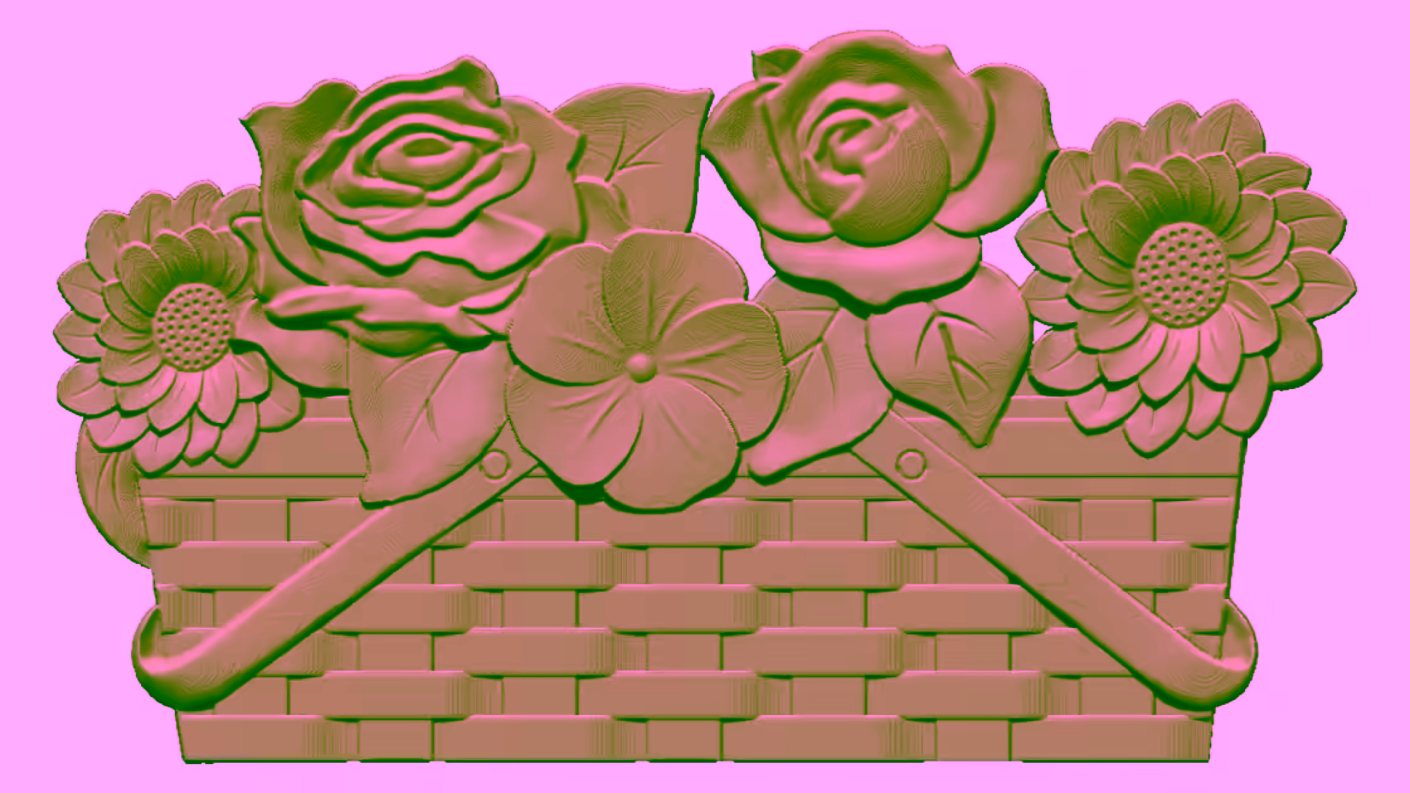 Flowers in a Basket Design OBJ file free download A000900
