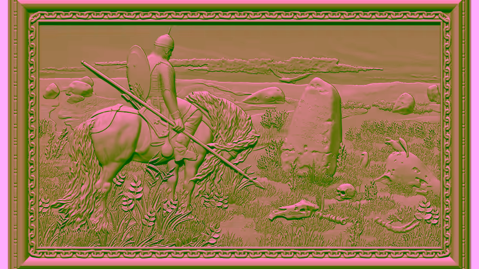 Soldier on his horse in front of a grave yard OBJ file free download A000906