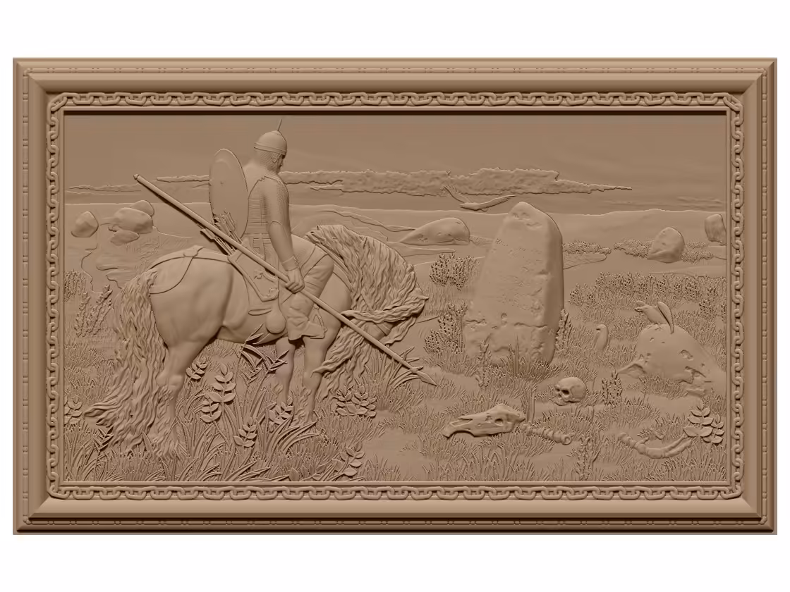 Soldier on his horse in front of a grave yard OBJ file free download A000906