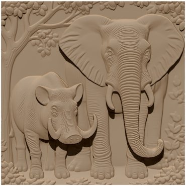 Elephant art OBJ file free download A000910