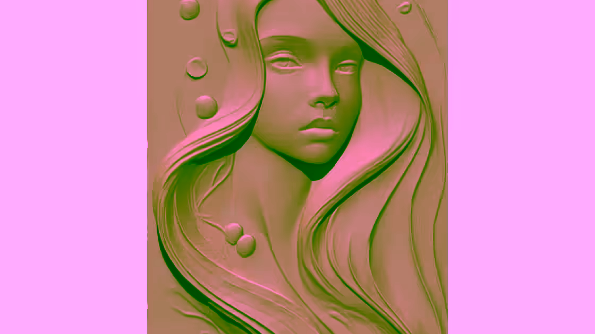 3D Girl Face Art Wall Panel Design STL file free download A001097