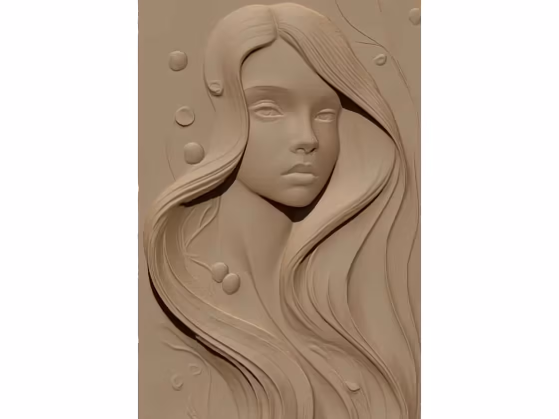 3D Girl Face Art Wall Panel Design STL file free download A001097