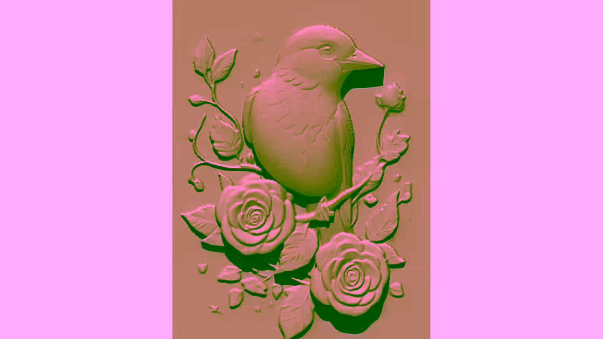 Bird and Flower Design STL file free download A001116