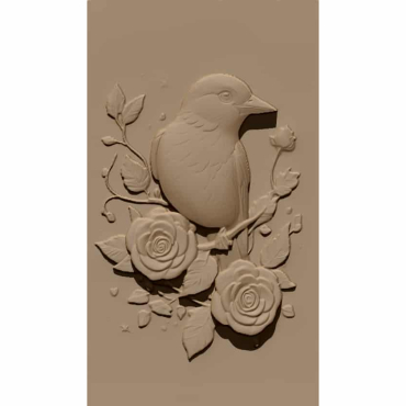 Bird and Flower Design STL file free download A001116