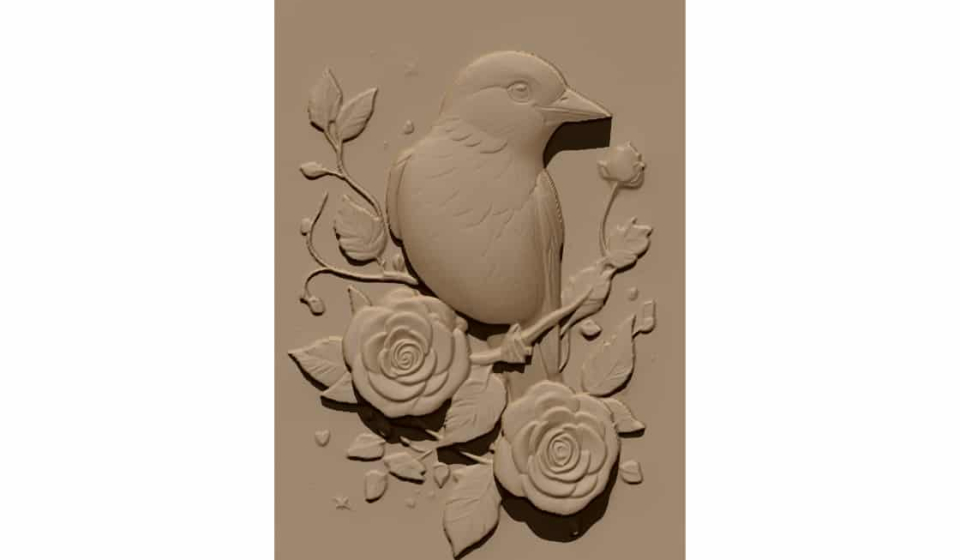 Bird and Flower Design STL file free download A001116