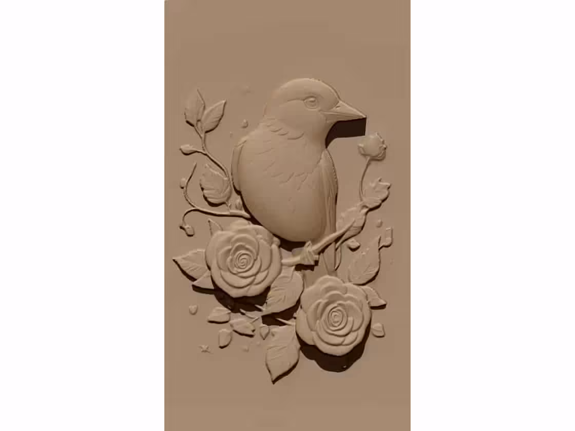 Bird and Flower Design STL file free download A001116