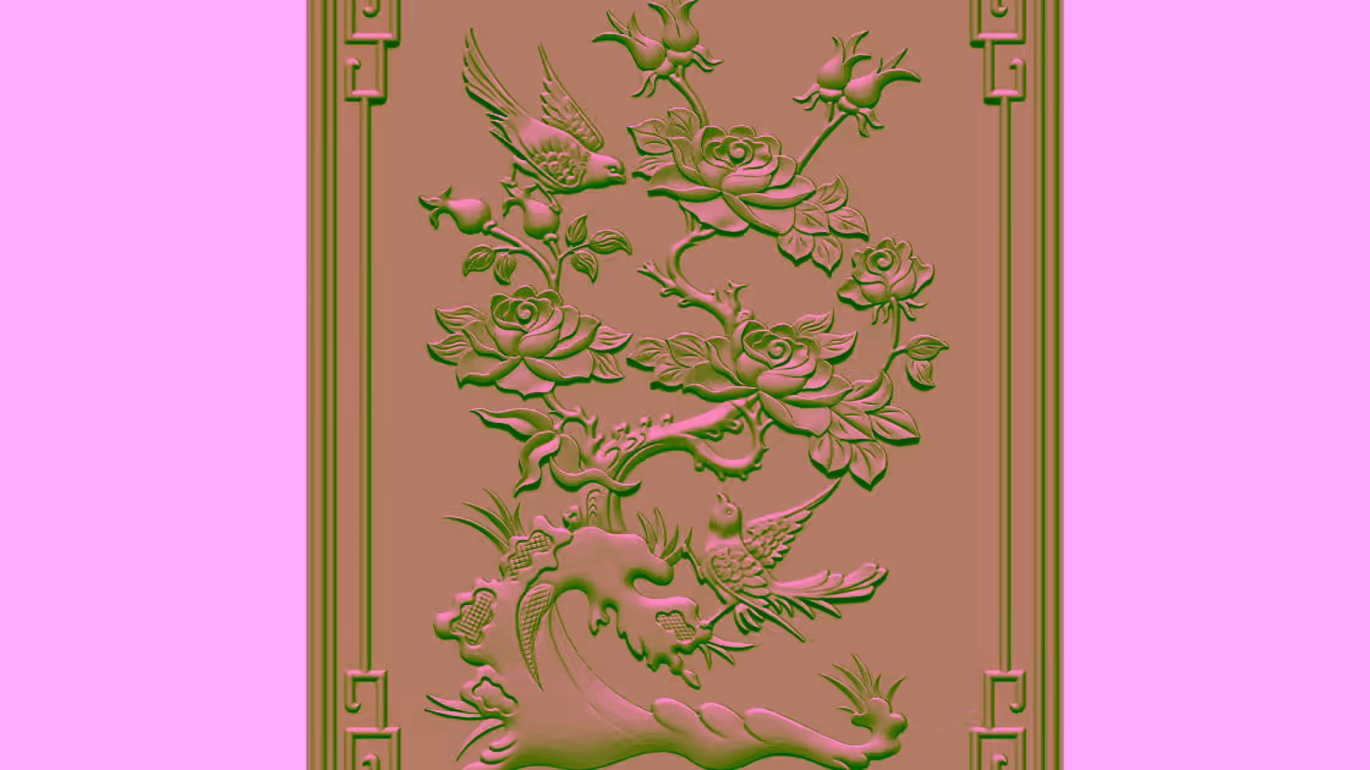 Flower and bird Wall panel Design STL file free download A001131