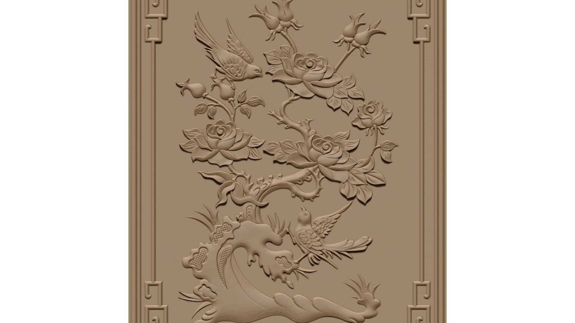 Flower and bird Wall panel Design STL file free download A001131