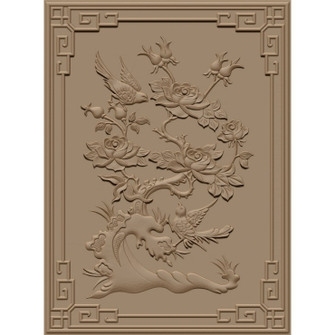 Flower and bird Wall panel Design STL file free download A001131