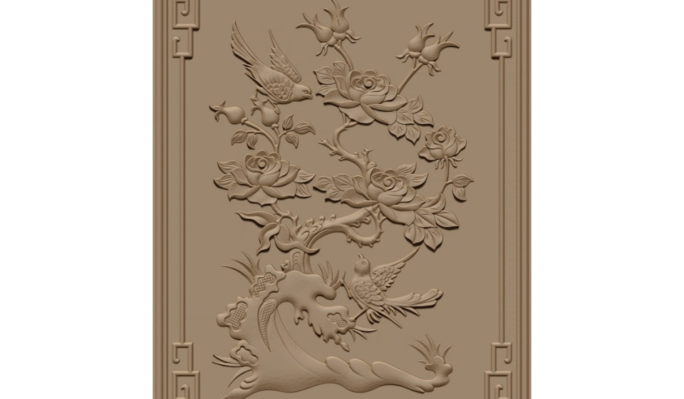Flower and bird Wall panel Design STL file free download A001131