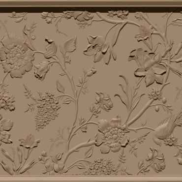 Flower and bird wall panel Design STL file free download A001126